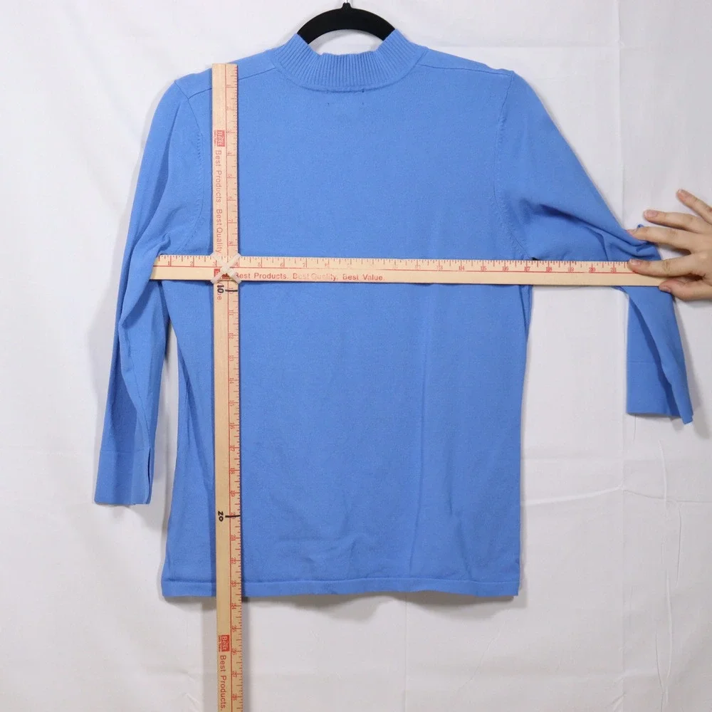 Rafaella V-Neck Sweater M Blue Women Preppy Classic